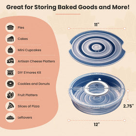 12-inch capacity covers large desserts and savory slices neatly.
