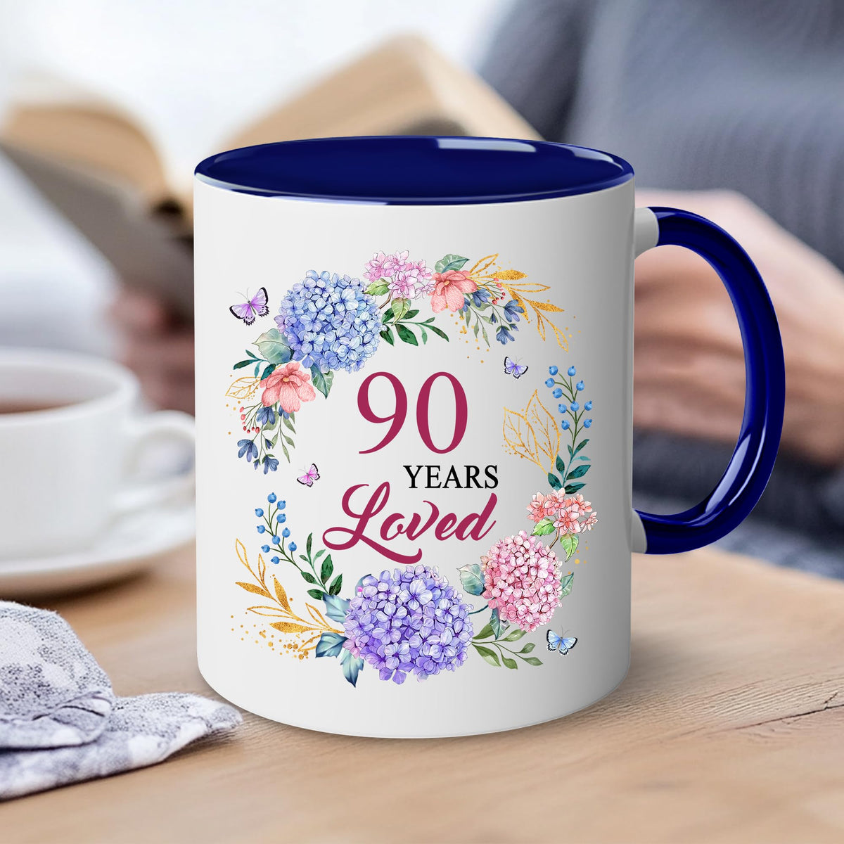 LOTWATEGO 90th birthday mug presented as a thoughtful gift for her