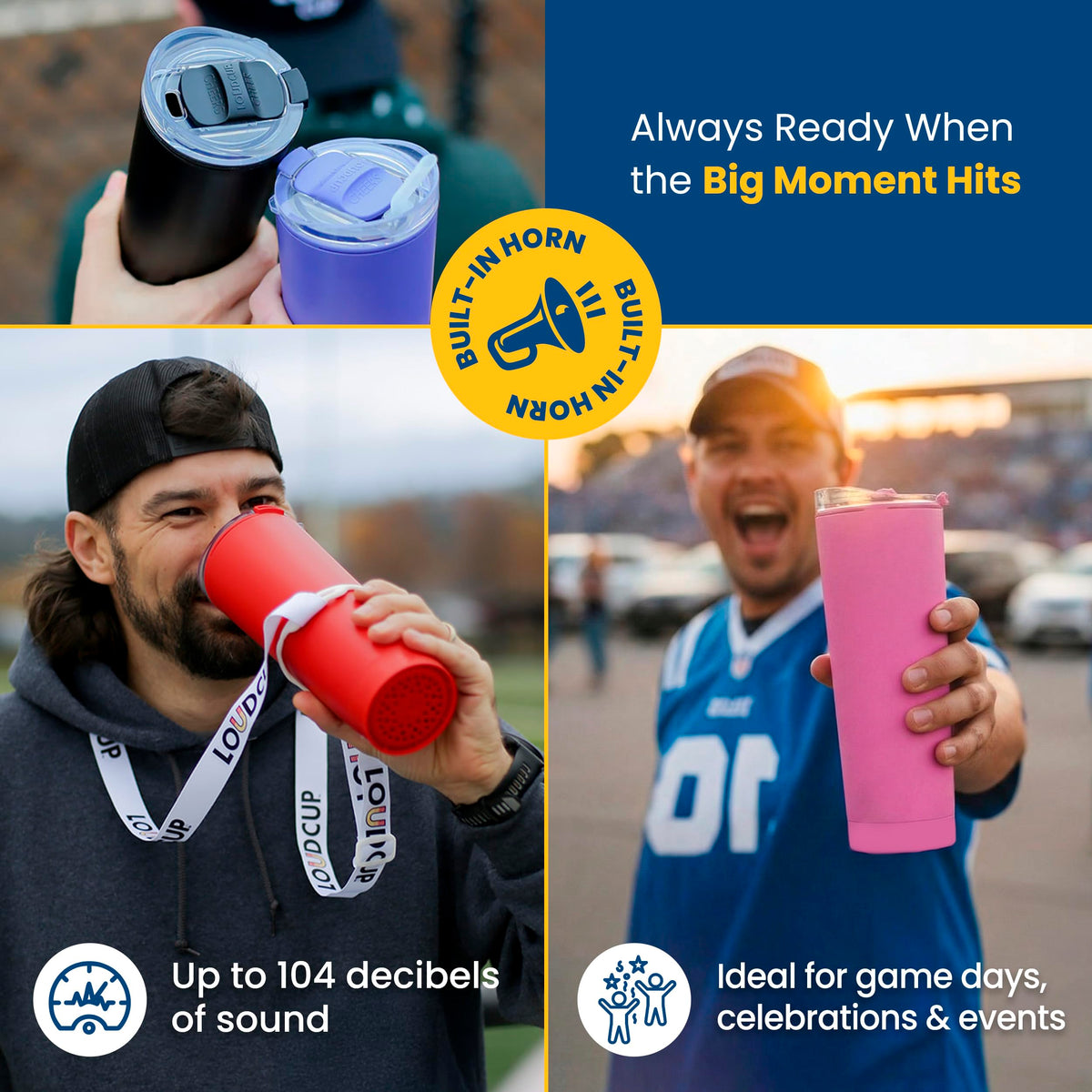 LoudCup crowd-cheer tumbler helps fans elevate support.