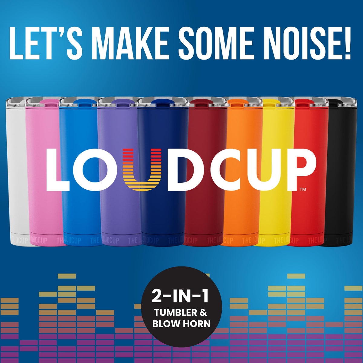 LoudCup Tumbler in cupholder shows cupholder compatibility and portability.