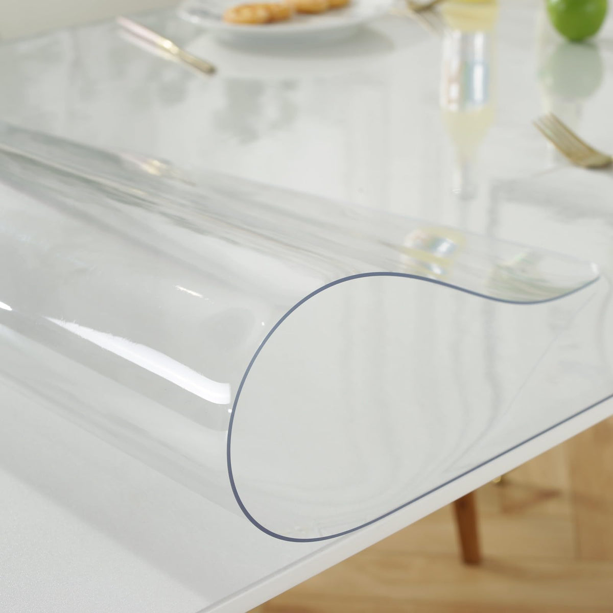 LovePads Clear Desk Mat on a coffee table providing transparent spill protection