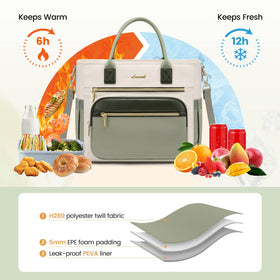 LOVEVOOK insulated lunch bag large capacity supports daily meals and family outings.