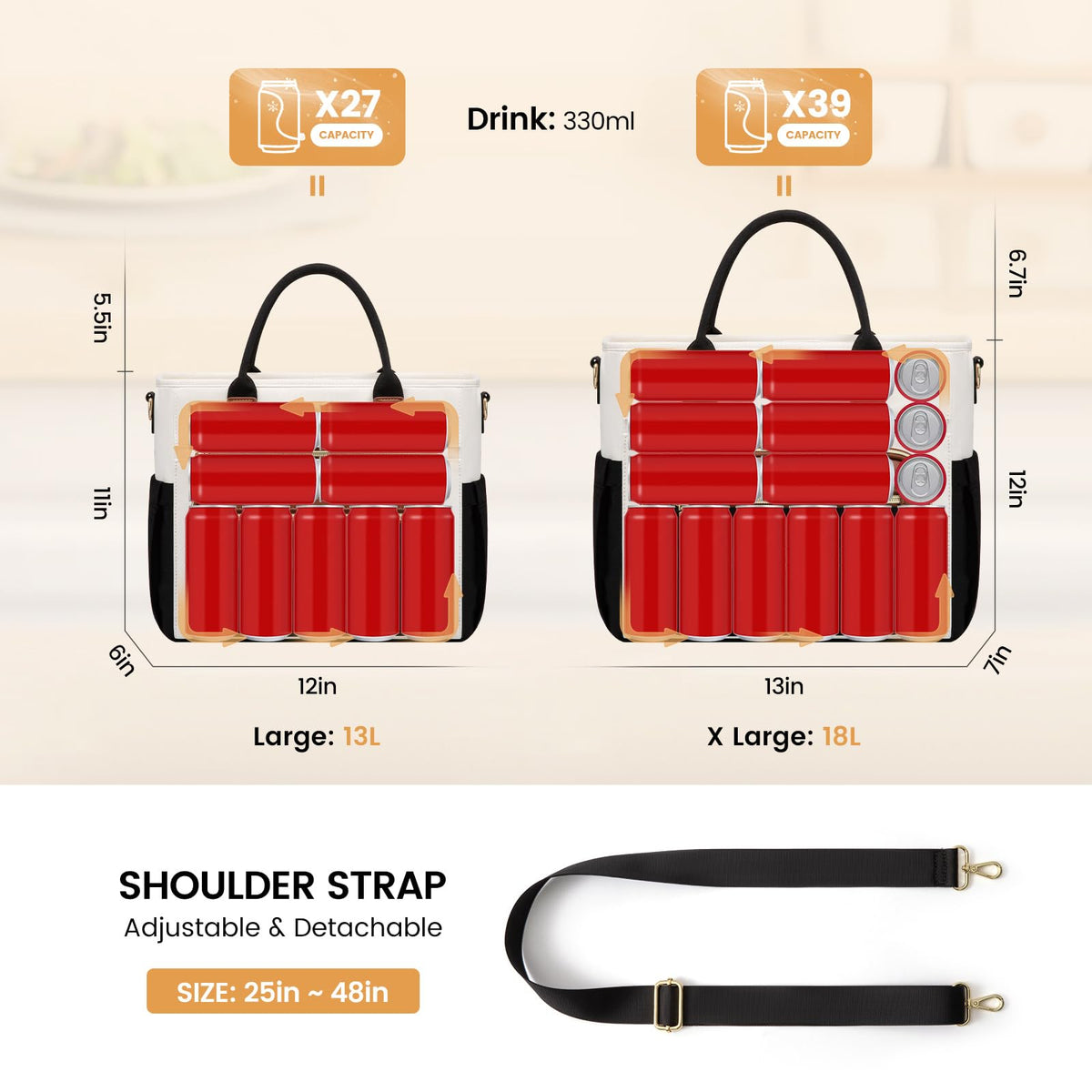 LOVEVOOK lunch bag durable strap and handle for comfortable all-day carry