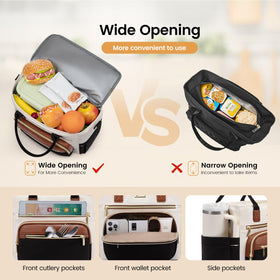 LOVEVOOK lunch bag front pockets organize utensils and daily essentials