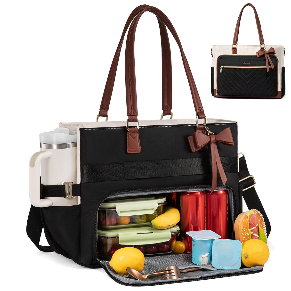LOVEVOOK lunch tote insulated compartment keeps meals warm during commutes.