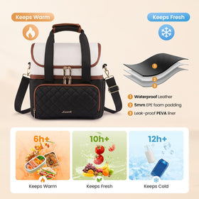 LOVEVOOK insulated lunch bag with 3-layer insulation keeps food fresh.