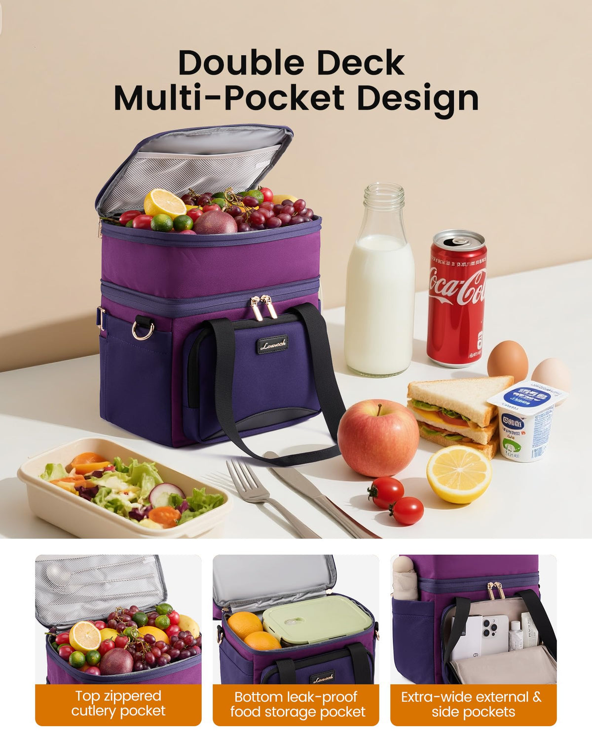 LOVEVOOK lunch bag with adjustable strap for comfortable all-day wear.