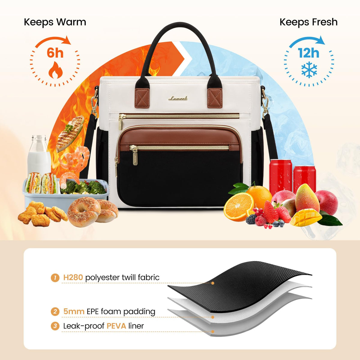 LOVEVOOK lunch bag front-pocket design keeps daily essentials organized
