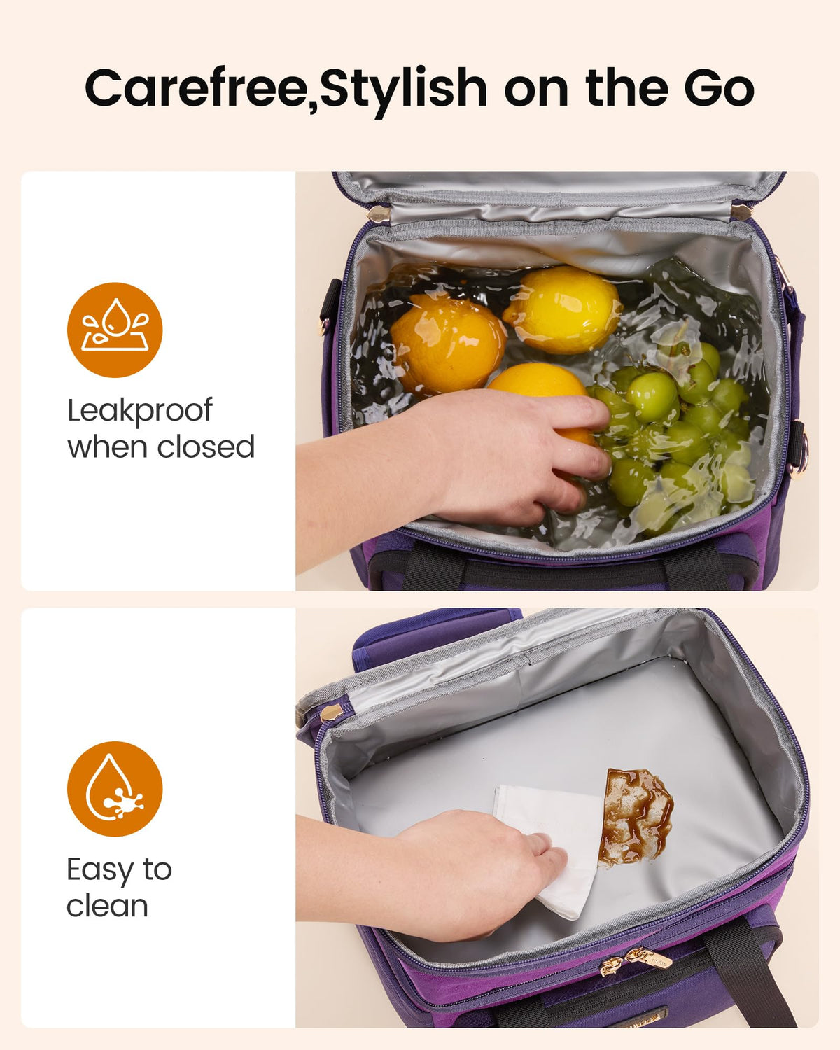 LOVEVOOK lunch bag with oversized cup holder fits large water bottles.