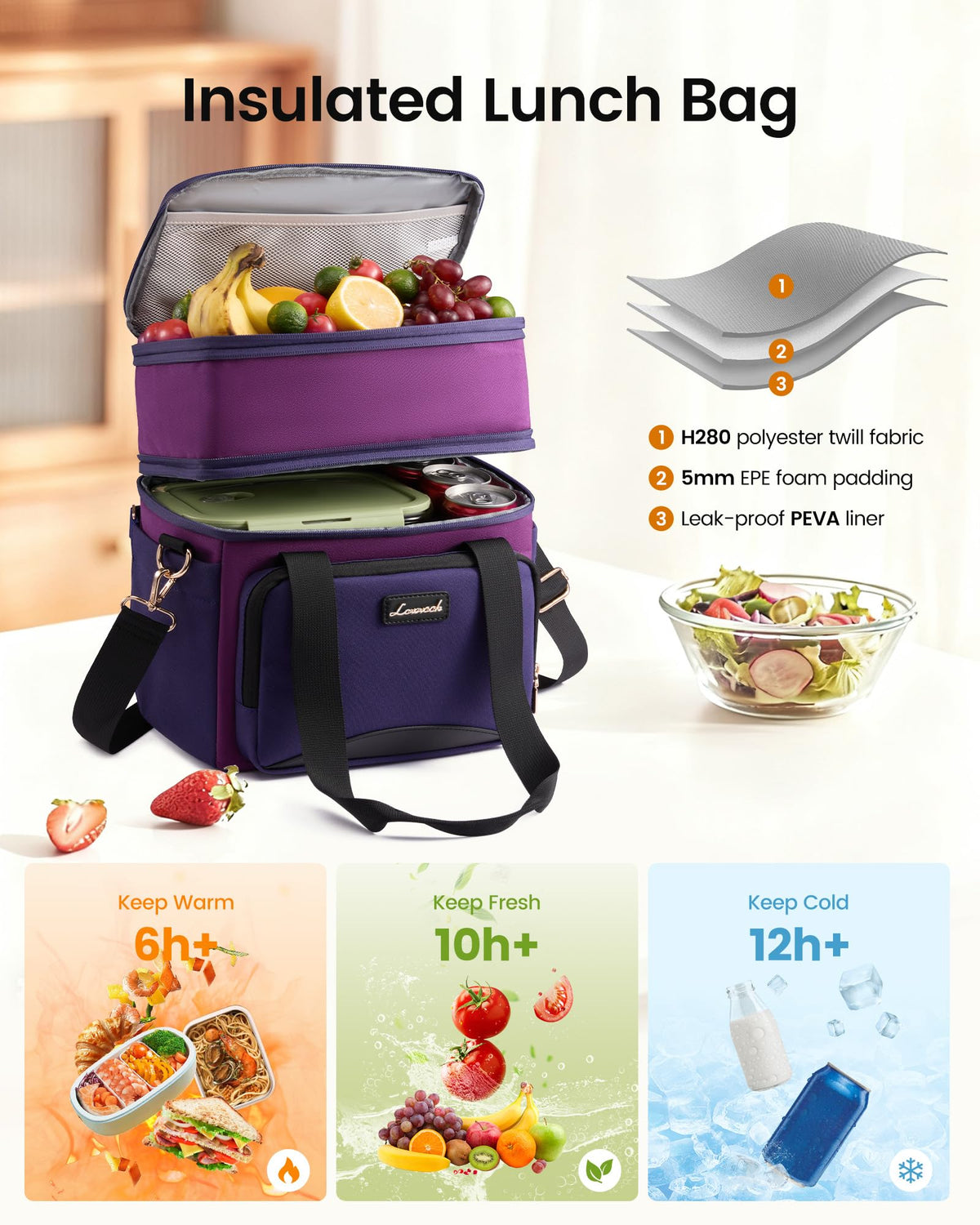 LOVEVOOK leakproof interior helps prevent spills during travel and work days.