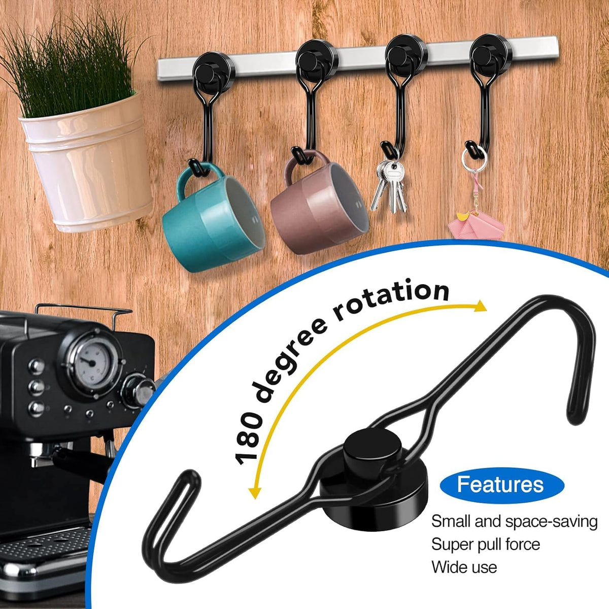 LOVIMAG Epoxy-nickel-copper coating protects the hook from rust.