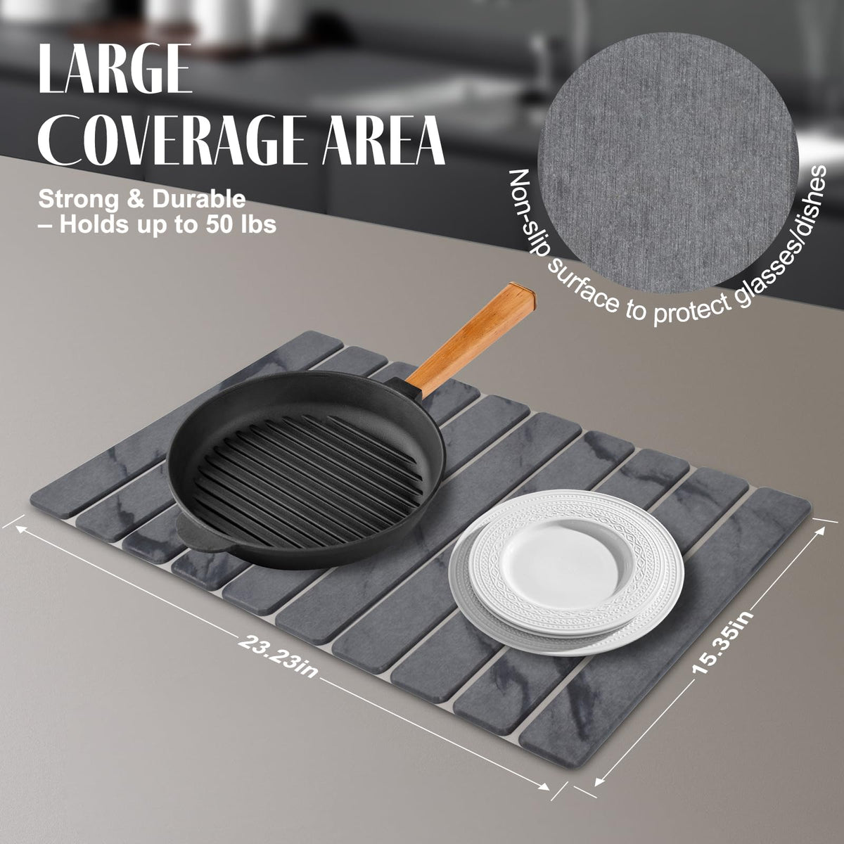Lprmnnc eco-friendly diatomaceous earth mat is natural and non-toxic for your kitchen.