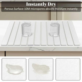 Lprmnnc Extral Large Dish Drying Mat on counter with cups drying