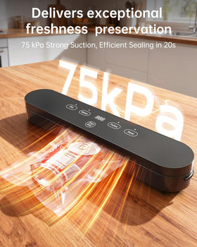 LSA Apparel Food Vacuum Sealer digital display shows precise sealing timing