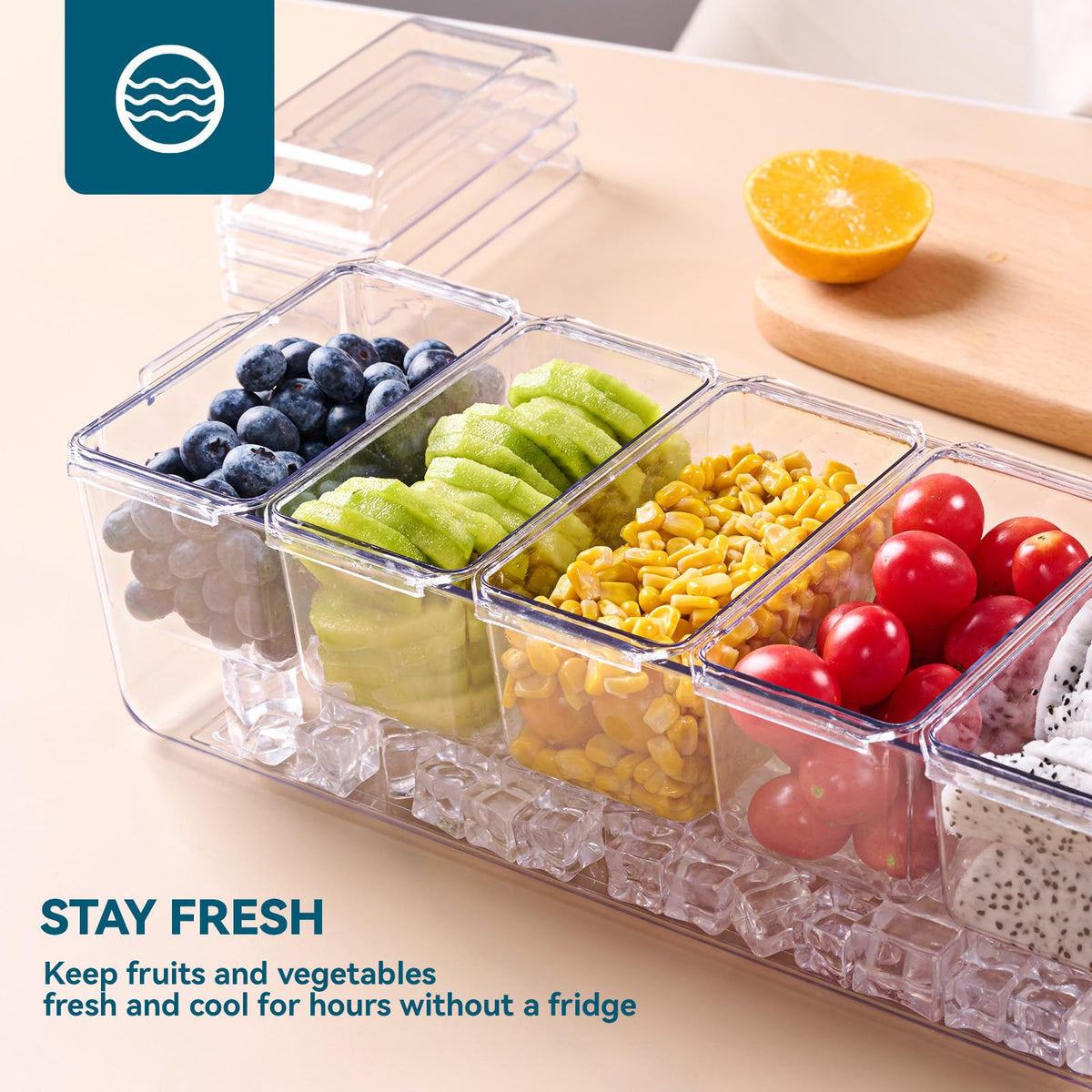 Luckore condiment tray ice compartment keeps dips cool during service