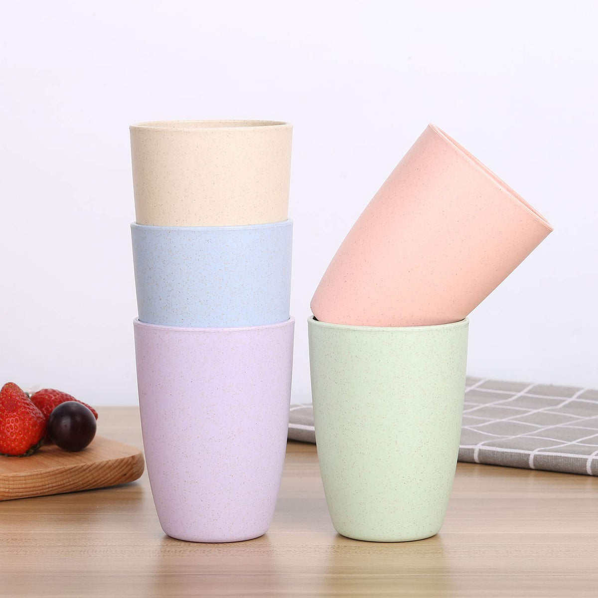 LuckyZone Wheat Straw Cup, dishwasher-safe, easy to clean after meals and picnics.