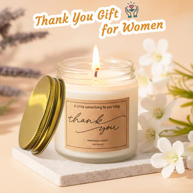 LUICONMO Scented candle creates a soothing workspace ambiance.