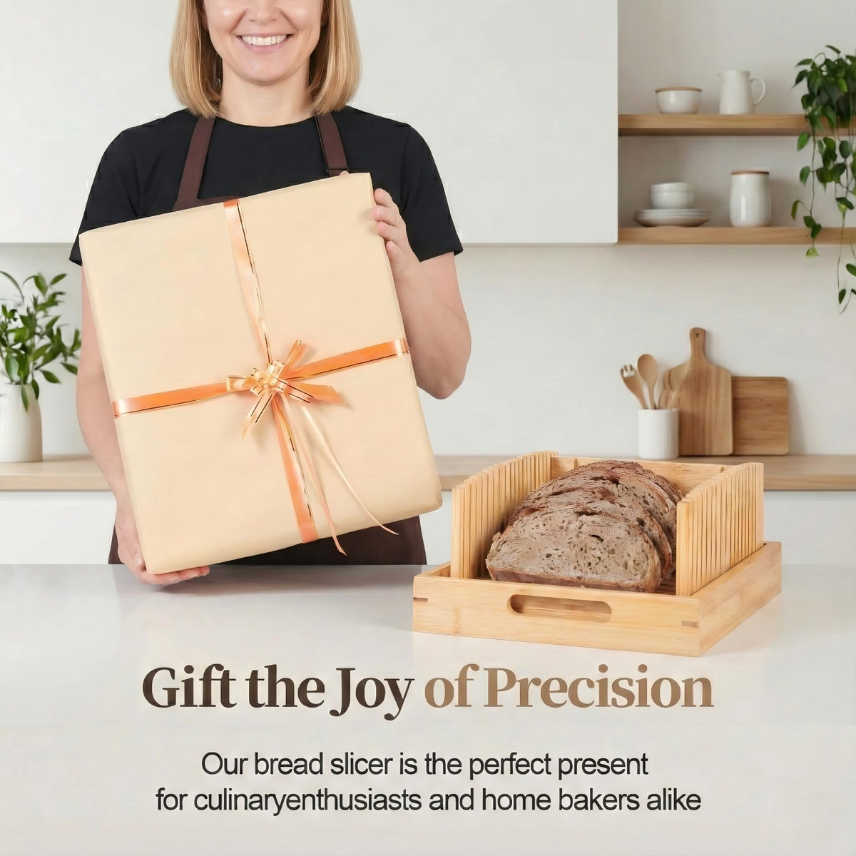 LukieBoee 10.5-inch wide slicer accommodates large boules with bakery-grade results