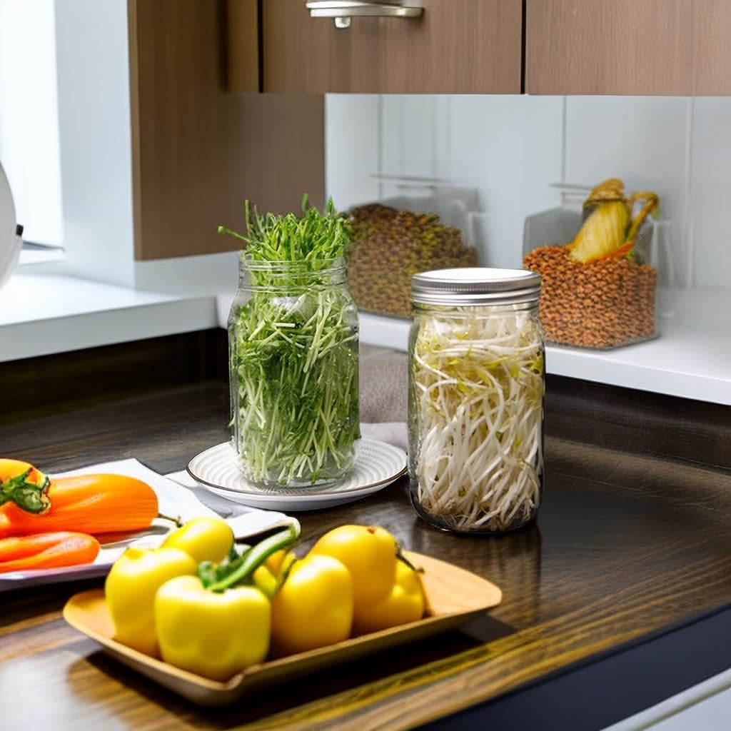 Lulonpon sprout jars: wide-mouth 1L capacity for large seed batches