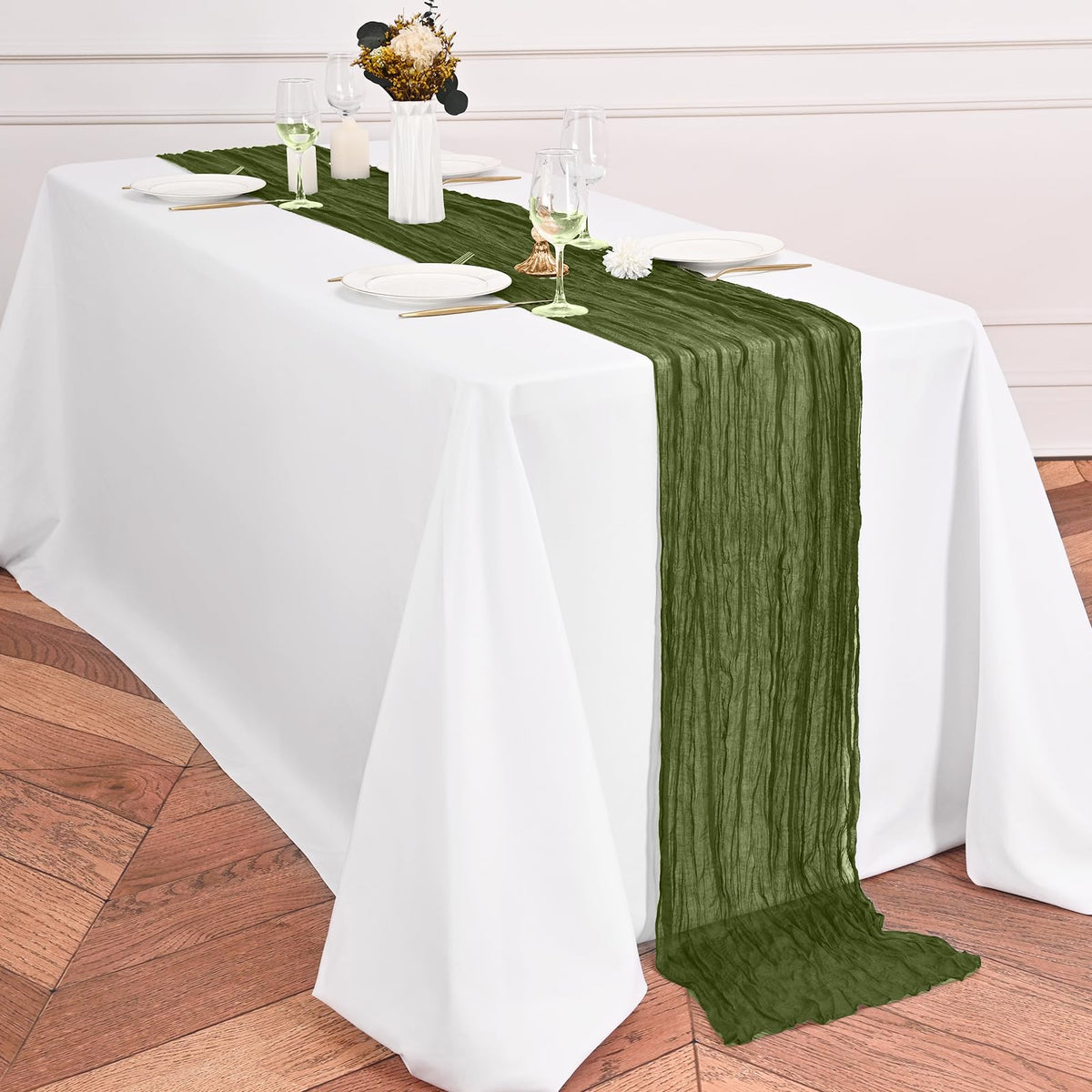 Lumaycens bohemian farmhouse style table runner complements vintage decor.