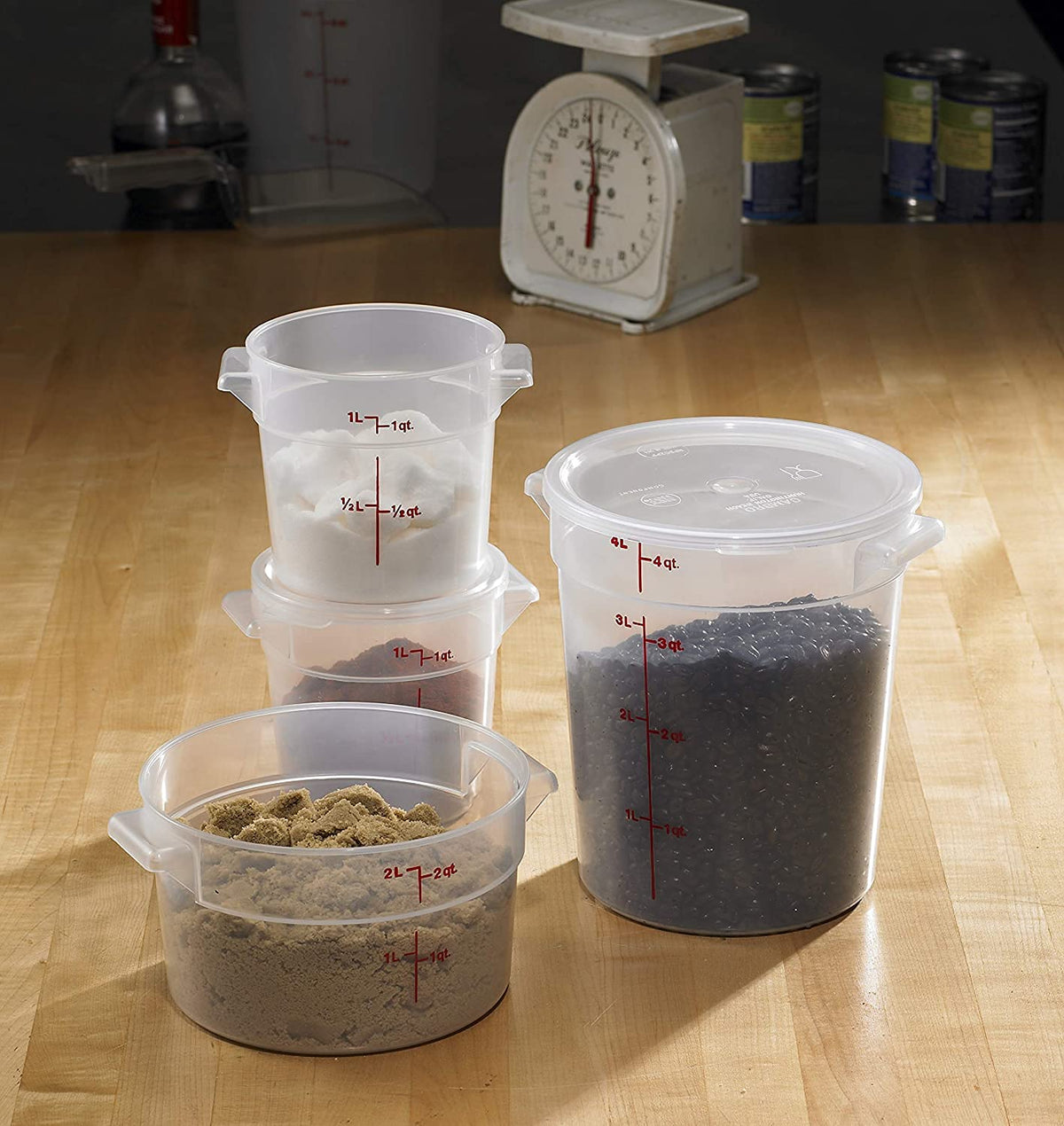 Lumintrail stackable containers demonstrating space-saving pantry organization