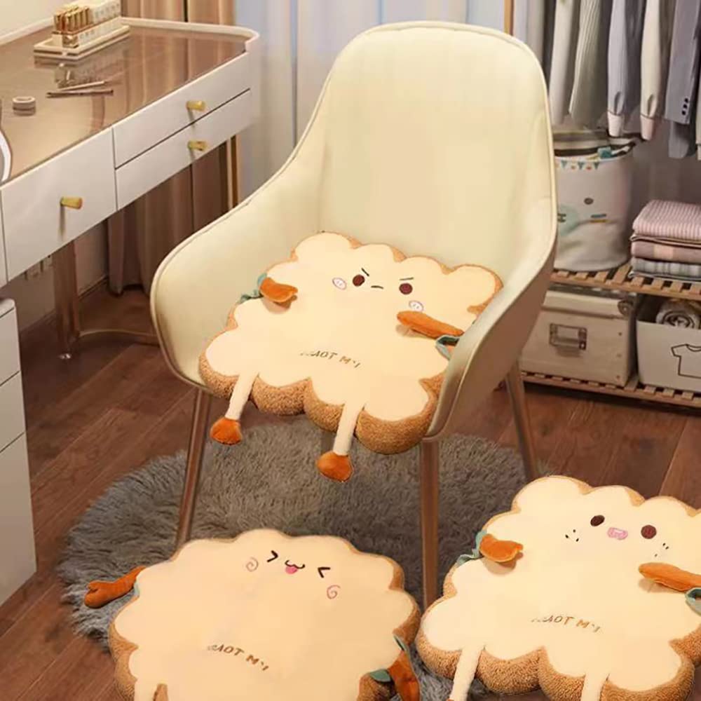 Lumogeva toast seat cushion with shy expression for desk mood and focus