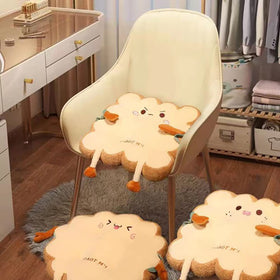 Lumogeva toast seat cushion with shy expression for desk mood and focus