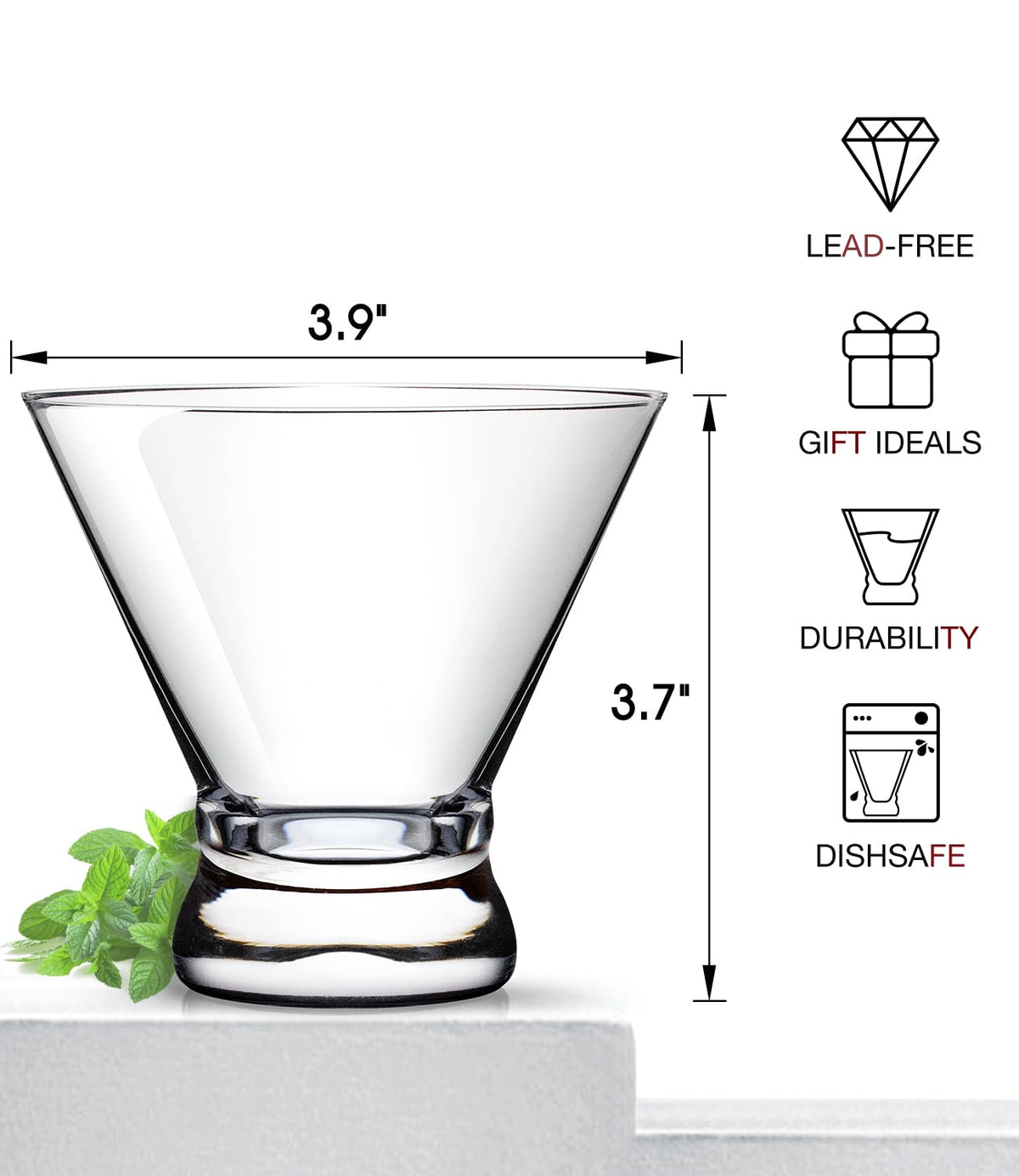 LUNA & MANTHA clear crystal enhances drink presentation and clarity.