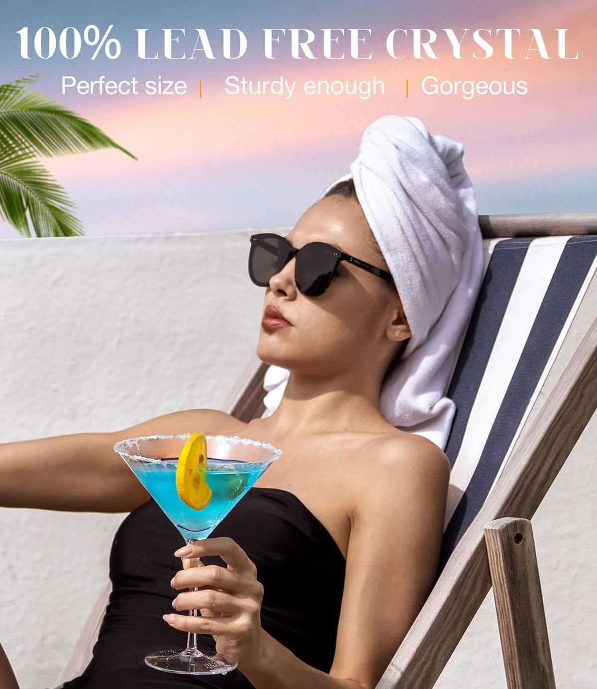 LUNA & MANTHA hand-blown martini glass with pulled stem for seamless join