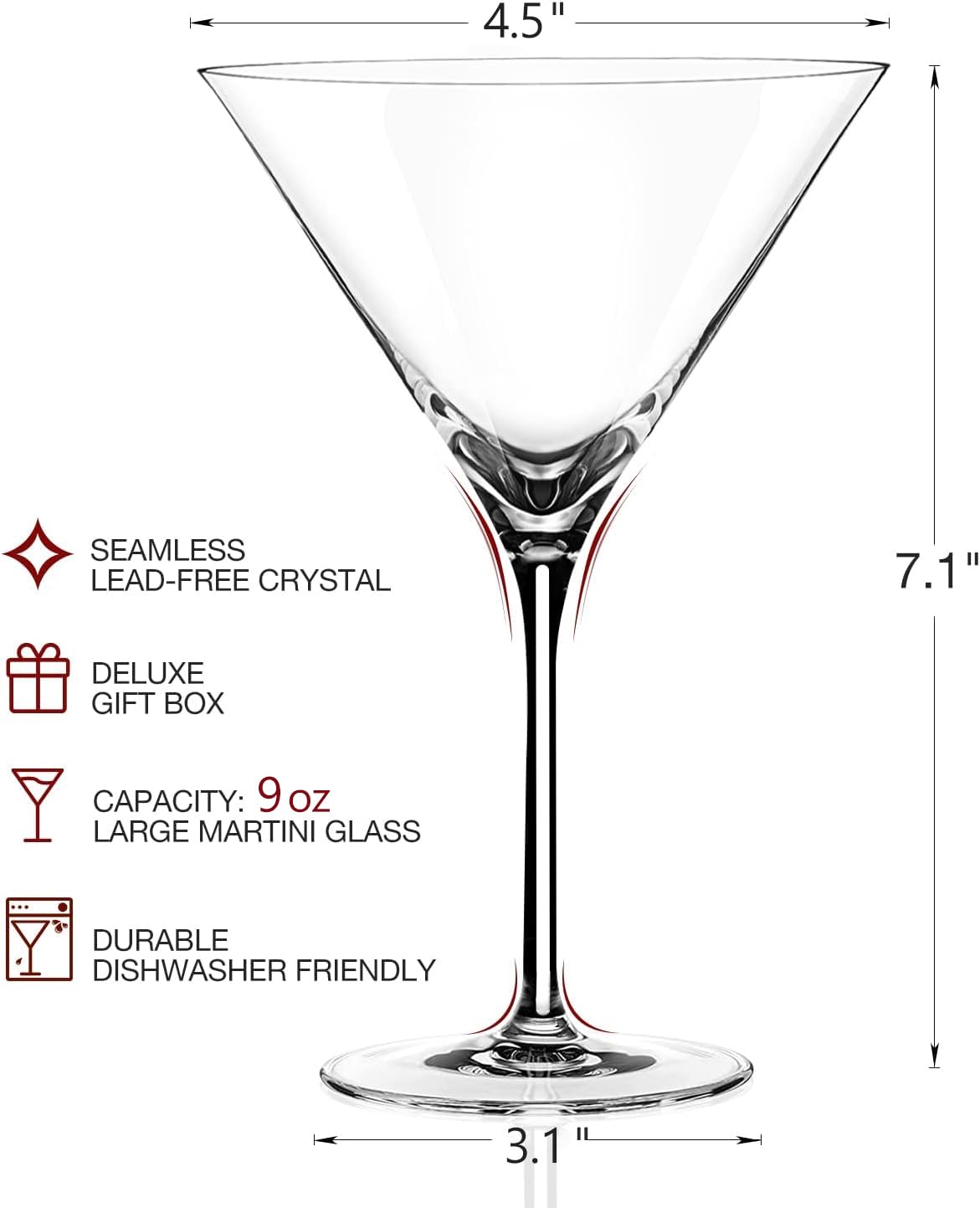 LUNA & MANTHA 9 oz capacity ideal for shaker-made cocktails