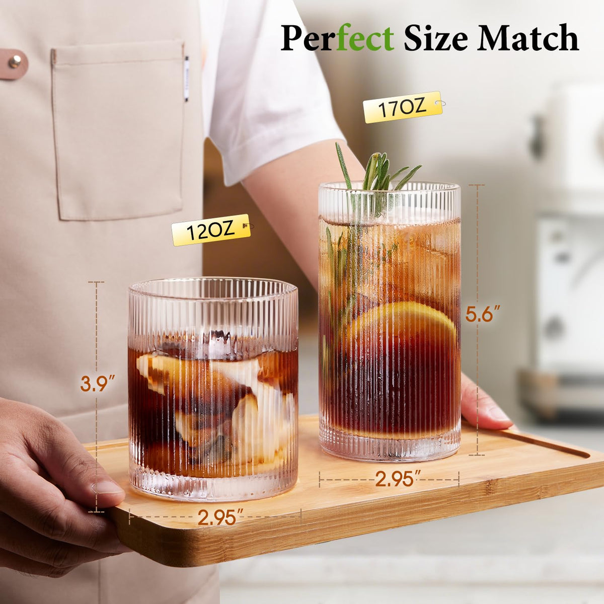 LUNA & MANTHA ribbed rocks 12oz glass ideal for cocktails.