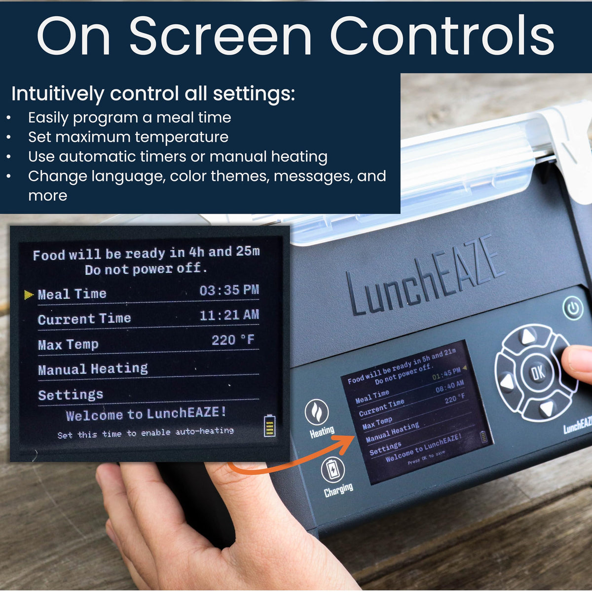 LunchEAZE Pro stainless-steel inner liner ensures safe, easy cleaning.