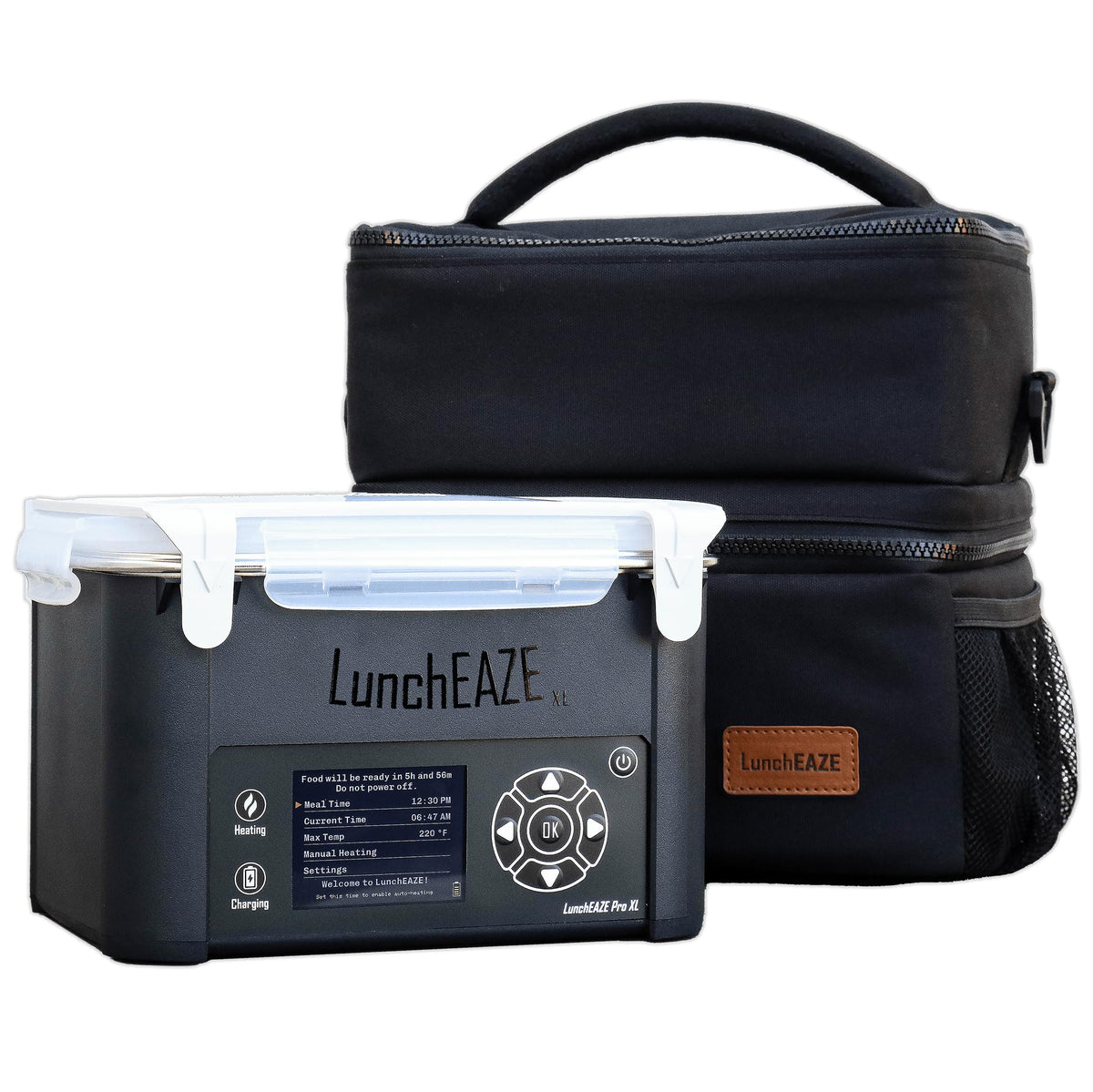 LunchEAZE XL cordless heated lunchbox heats meals on the go for warm lunches.