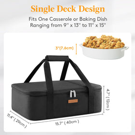 LUNCIA insulated double-decker casserole carrier side view highlighting spacious interior.