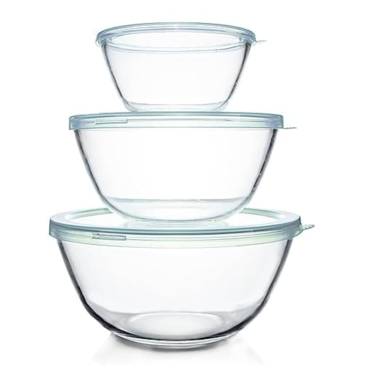 Luvan glass mixing bowls with lids in 4.5qt size ideal for batter prep and mixing