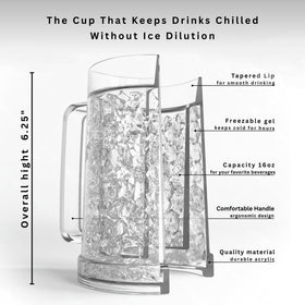 Luxail freezer mug gel-inside reveals cooling gel that chills drinks without ice