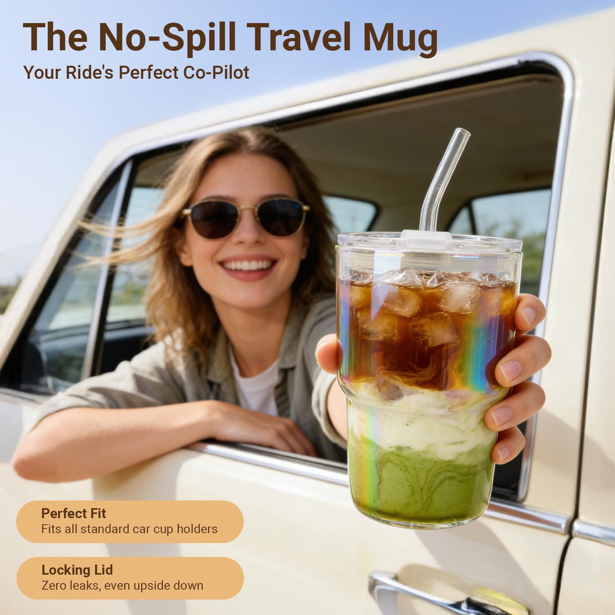 Luxfuel fridge-safe glass tumbler keeps drinks chilled without flavor transfer.