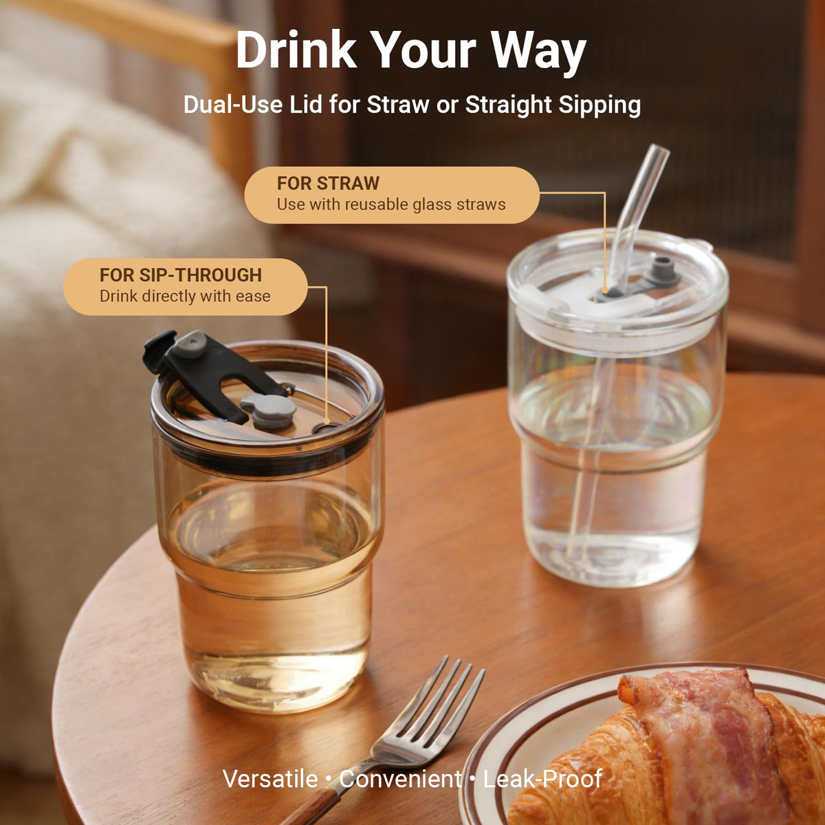 Luxfuel amber glass tumbler travel-friendly fits cup holders