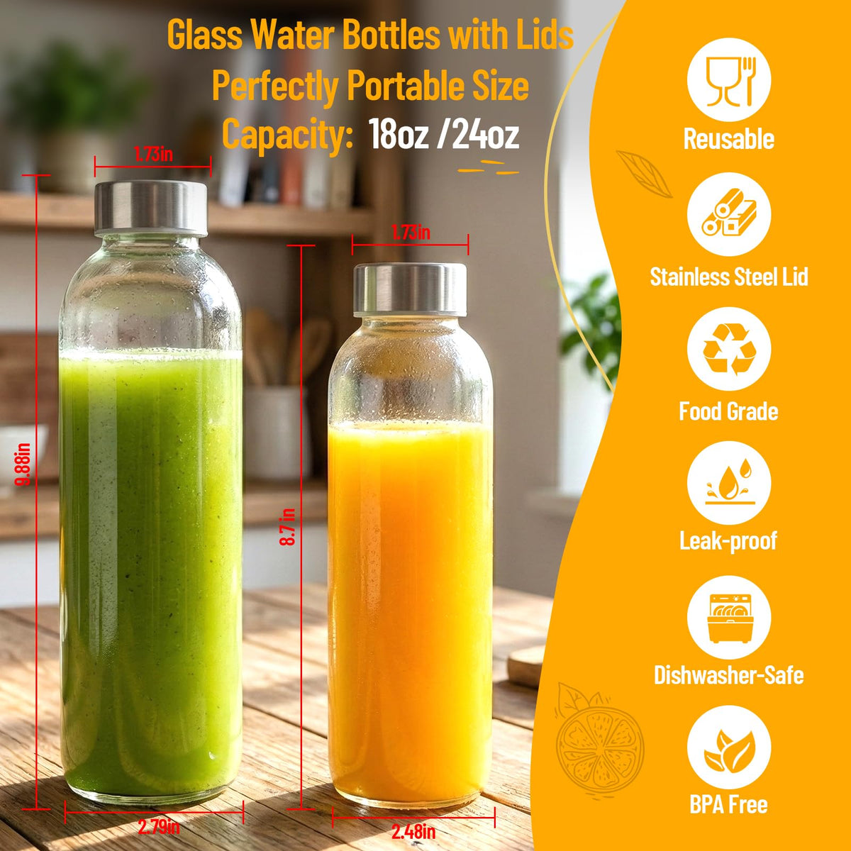 Luxfuel infused-water bottle, 18 oz, keeps flavors vibrant.