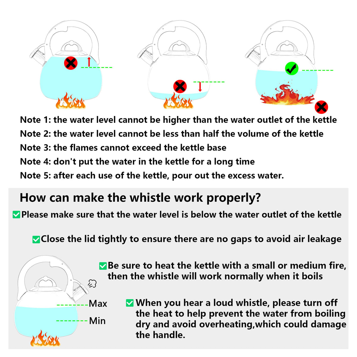 LUXGRACE tea kettle includes safety tips and care guidance for best results.