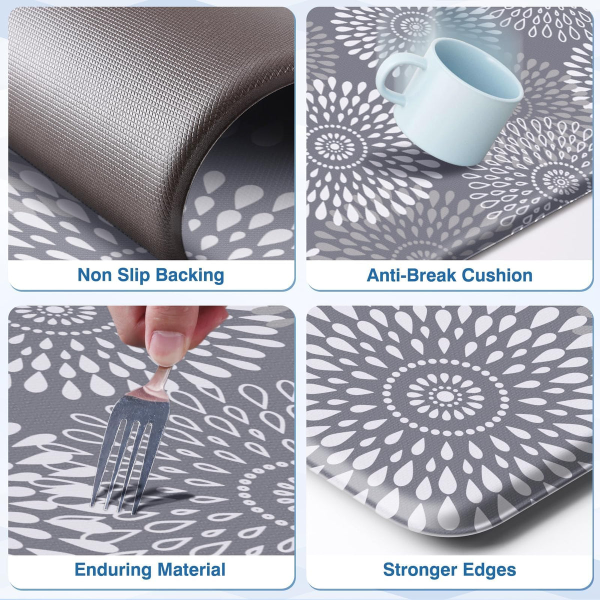 LuxStep kitchen mats multisurface-compatibility suited for tile, wood, ceramic or marble.