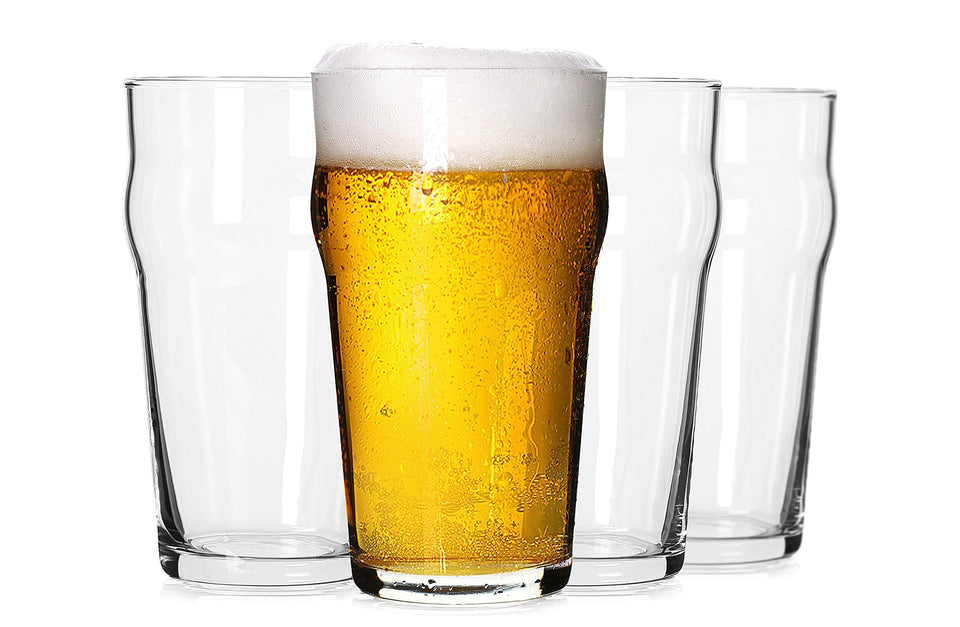 Luxu pint glasses 20oz front view showcasing elegant design for stylish serving.