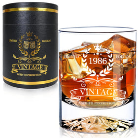 Luxulish 1986 aged to perfection glass with raised base enhances whiskey color.