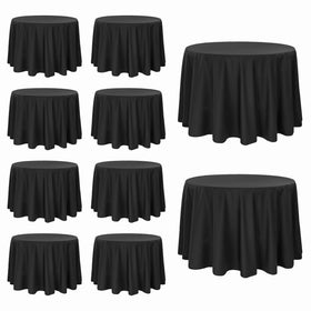 Lxztayuk 10-pack black round tablecloth for 120-inch rounds with durable coverage.