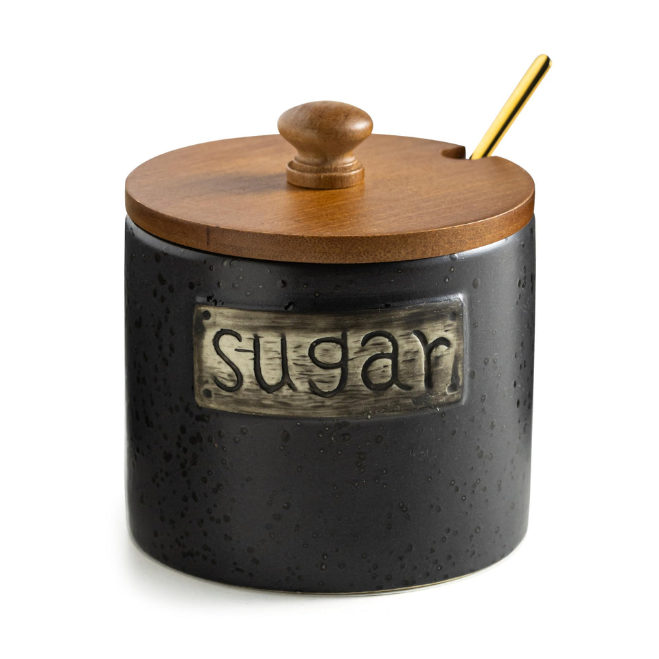 LYEOBOH sugar bowl with lid and spoon for easy serving at coffee bars