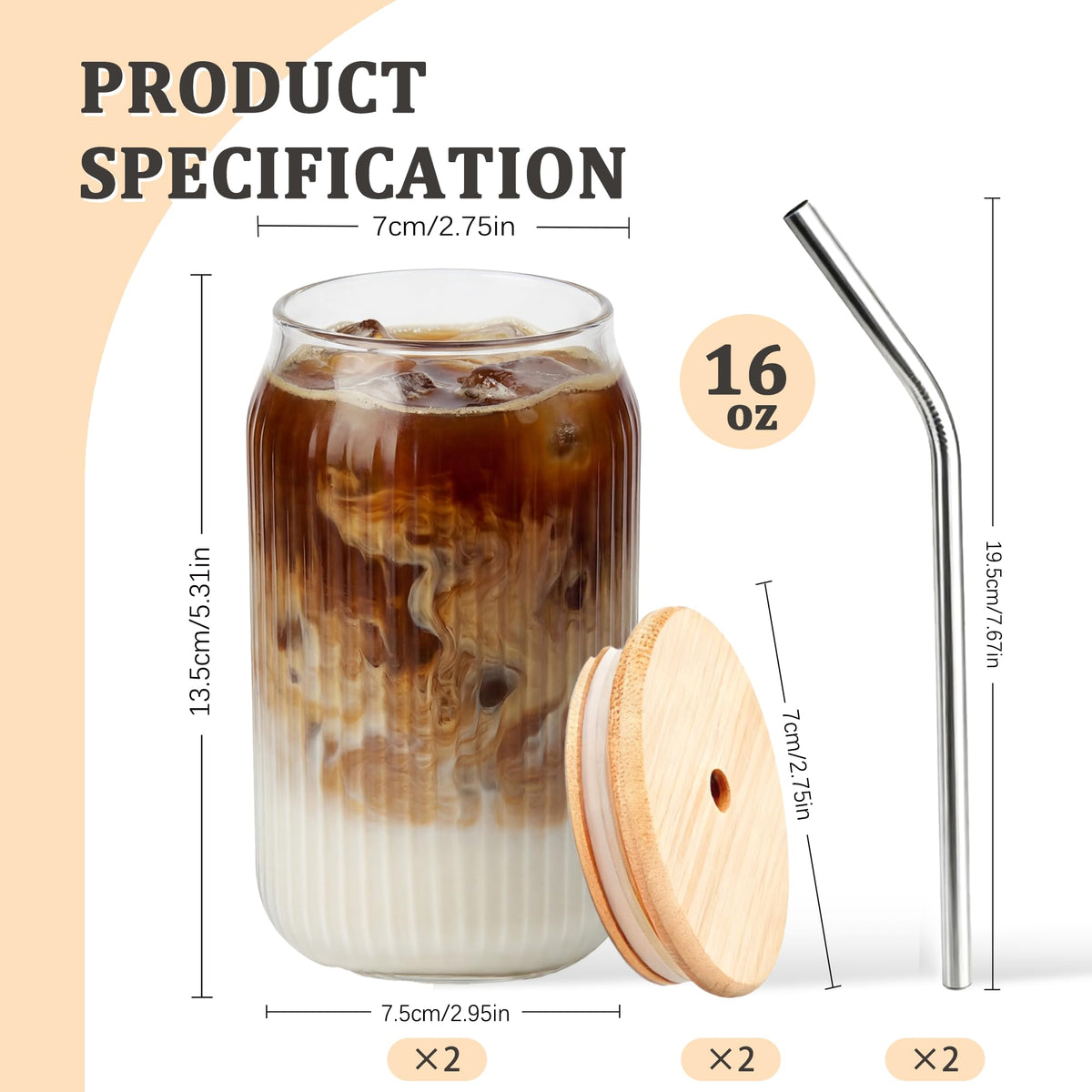 Lyghei 16 oz glass tumbler with lid, perfect for smoothies and tea during travel