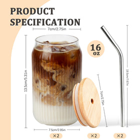 Lyghei 16 oz glass tumbler with lid, perfect for smoothies and tea during travel