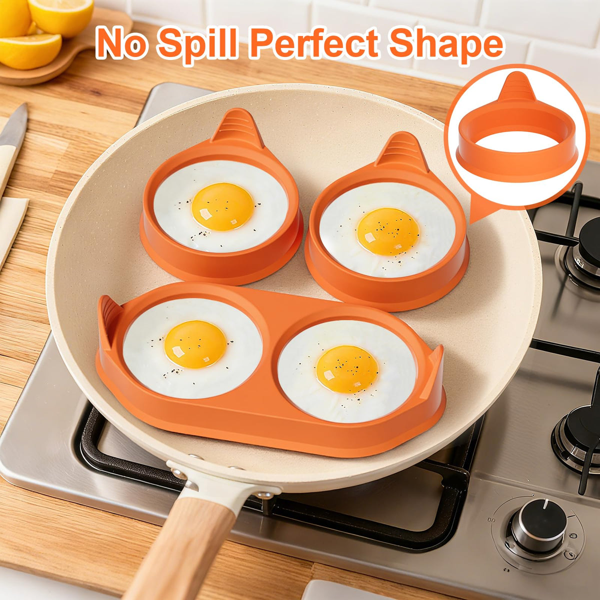 LYNG silicone egg ring leak-proof seal for tidy breakfast sandwiches