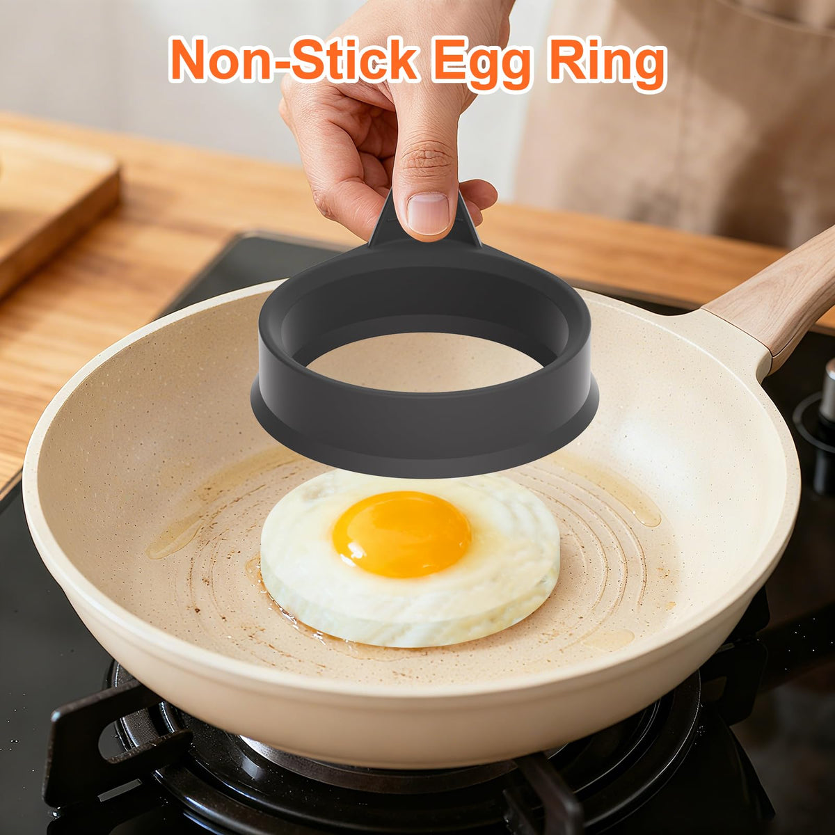 LYNG non-stick BPA-free silicone egg ring cleans easily