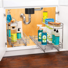 LYNK PROFESSIONAL under-sink storage solution keeps cleaning supplies organized.